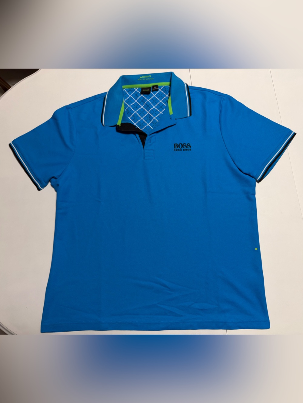 Hugo Boss Bright Blue Polo with Lime Accent